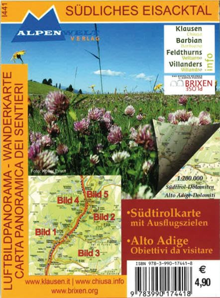 Südliches Eisacktal 1 : 200 000 Luftbildpanorama & Wanderkarte Leisure, Home & Garden