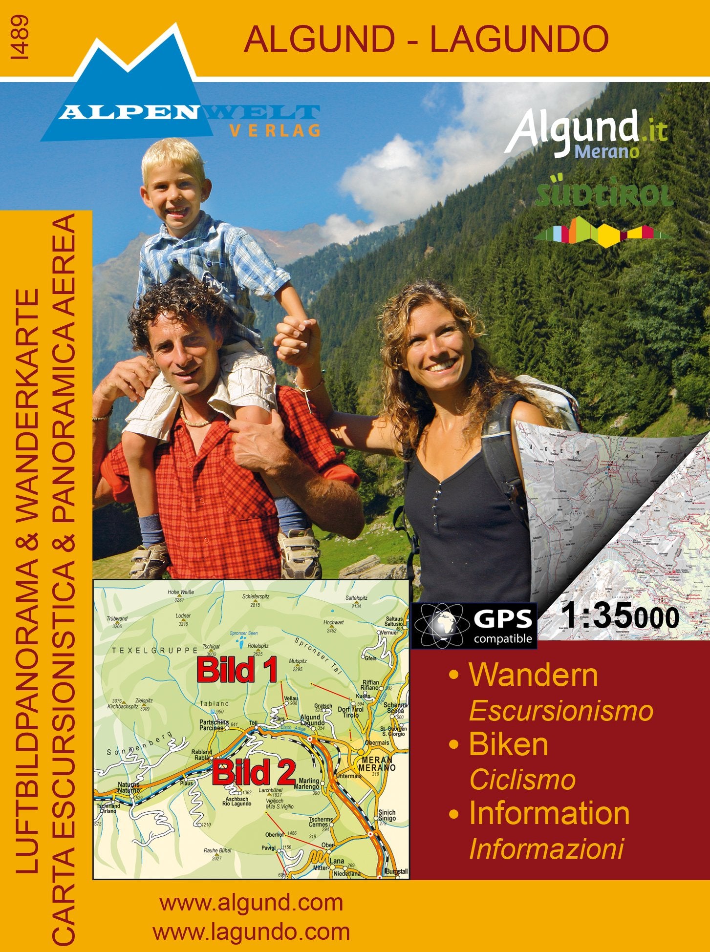 Algund Lagundo 1 : 35 000 Luftbildpanorama- & topografische Wanderkarte Leisure, Home & Garden