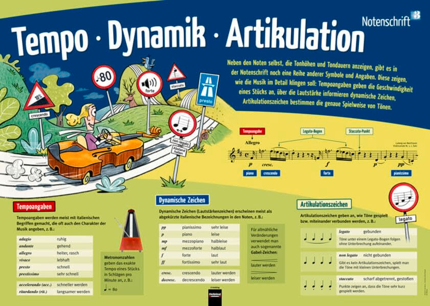Poster Sekundarstufe: Tempo, Dynamik, Artikulation (Instrumenten-Poster: Instrumentenkunde im Großformat) Arts & Music