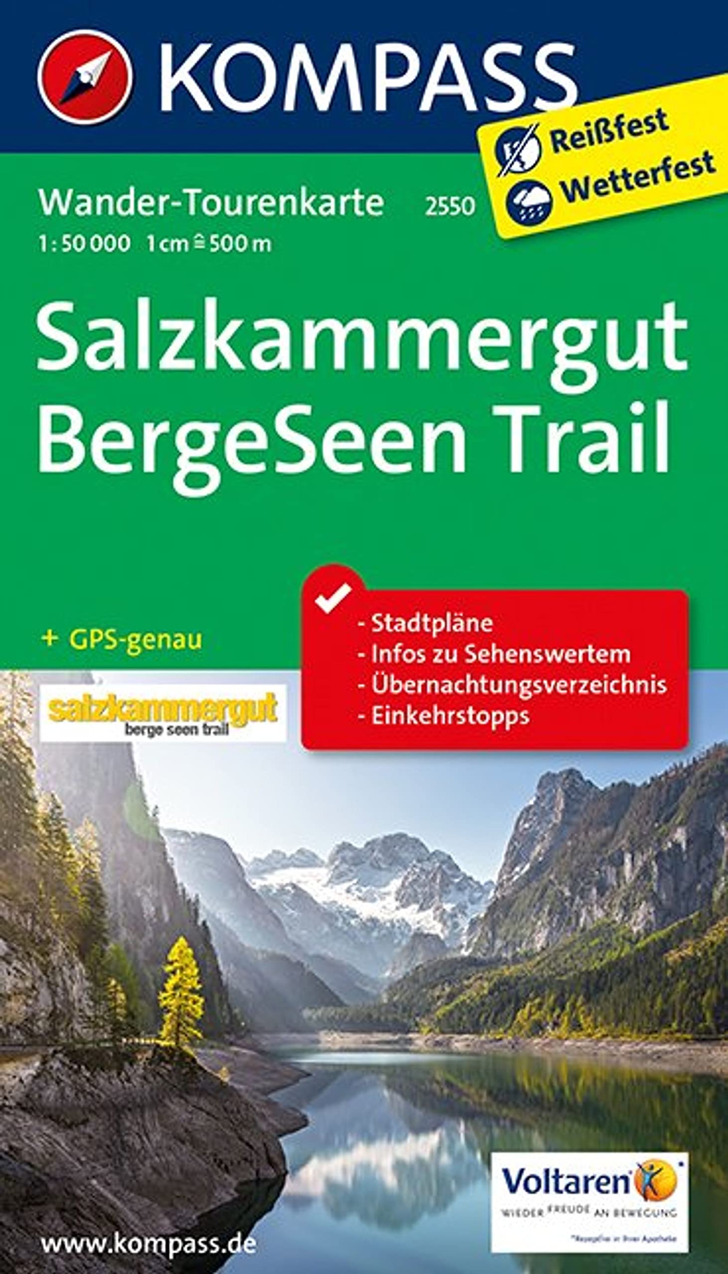 KOMPASS Wander-Tourenkarte Salzkammergut BergeSeen Trail 1:50.000: Leporello Karte, reiß- und wetterfest Leisure, Home & Garden