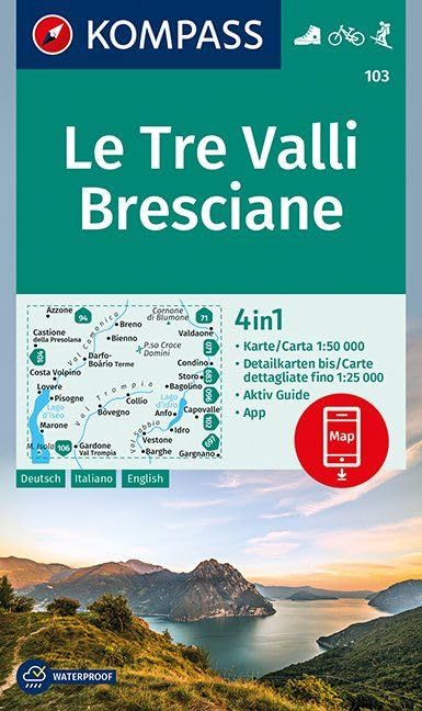 KOMPASS Wanderkarte Le Tre Valli Bresciane 1:50 000 Leisure, Home & Garden