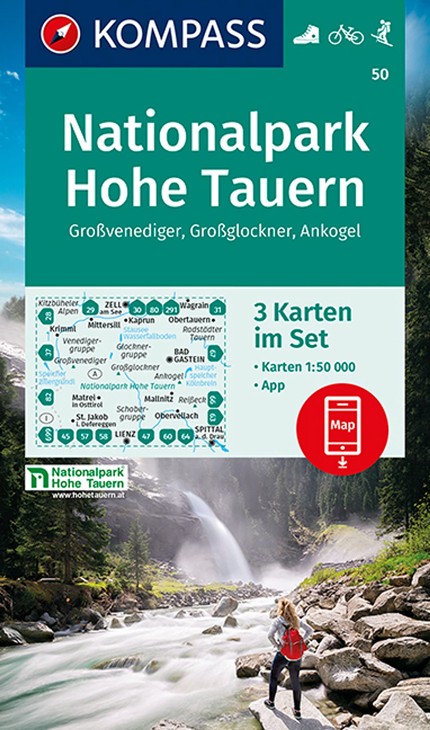 KOMPASS Wanderkarten-Set 50 Nationalpark Hohe Tauern, Großvenediger, Großglockner, Ankogel (3 Karten) 1:50.000: inklusive Karte zur offline Verwendung in der KOMPASS-App. Fahrradfahren. Skitouren. Leisure, Home & Garden