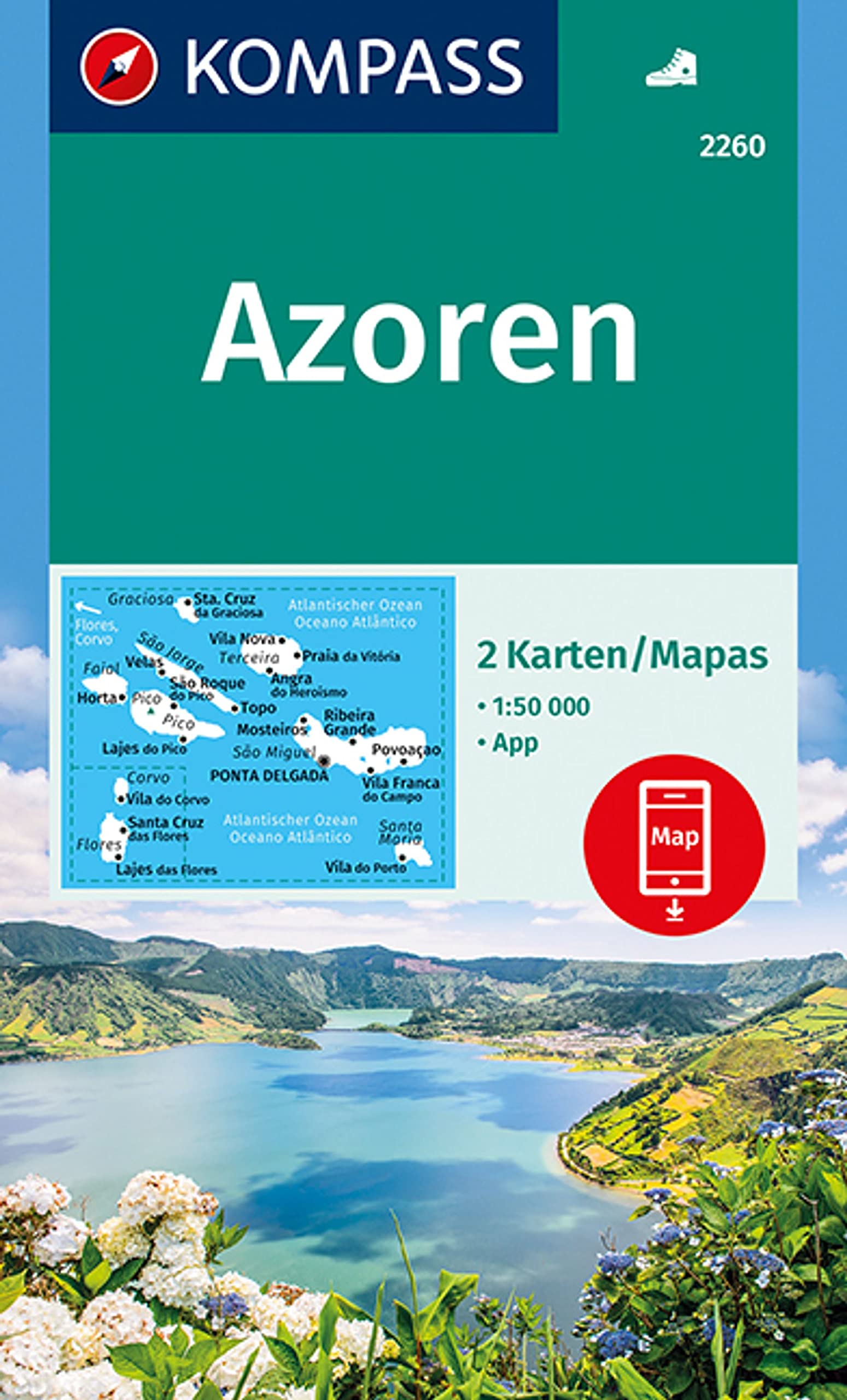KOMPASS Wanderkarten-Set 2260 Azoren (2 Karten) 1:50.000: inklusive Karte zur offline Verwendung in der KOMPASS-App. Leisure, Home & Garden