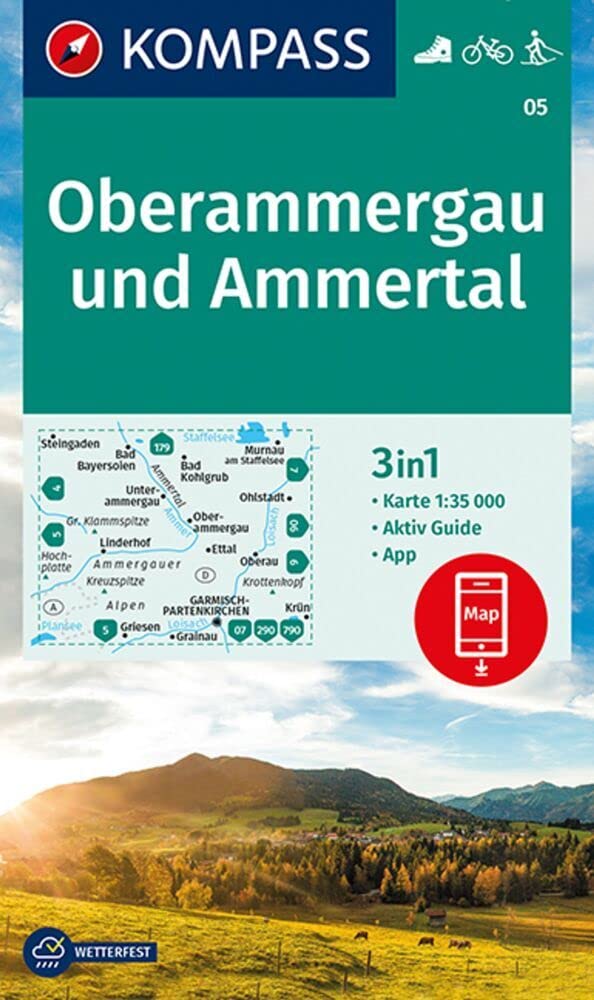 KOMPASS Wanderkarte 05 Oberammergau und Ammertal 1:35.000 Leisure, Home & Garden