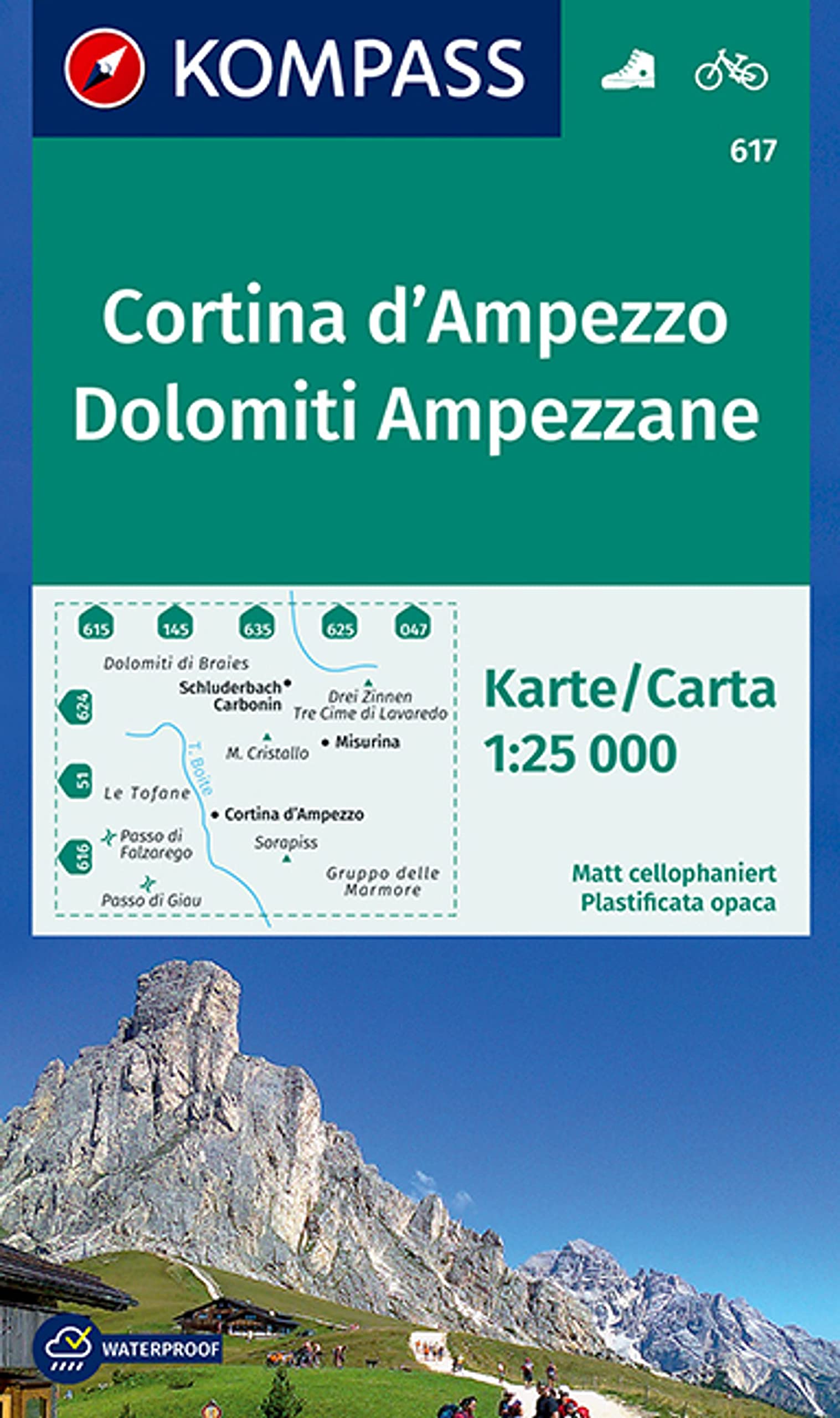 KOMPASS Wanderkarte 617 Cortina d'Ampezzo, Dolomiti Ampezzane 1:25.000: markierte Wanderwege, Hütten, Radrouten Leisure, Home & Garden