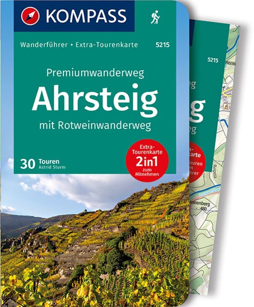 KOMPASS Wanderführer Premiumwanderweg Ahrsteig mit Rotweinwanderweg, 30 Touren/Etappen Travel Guides