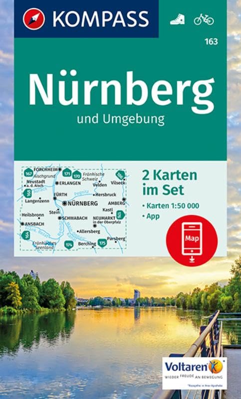 KOMPASS Wanderkarte Nürnberg und Umgebung: 2 Wanderkarten 1:50000 im Set inklusive Karte zur offline Verwendung in der KOMPASS-App. Fahrradfahren. Leisure, Home & Garden