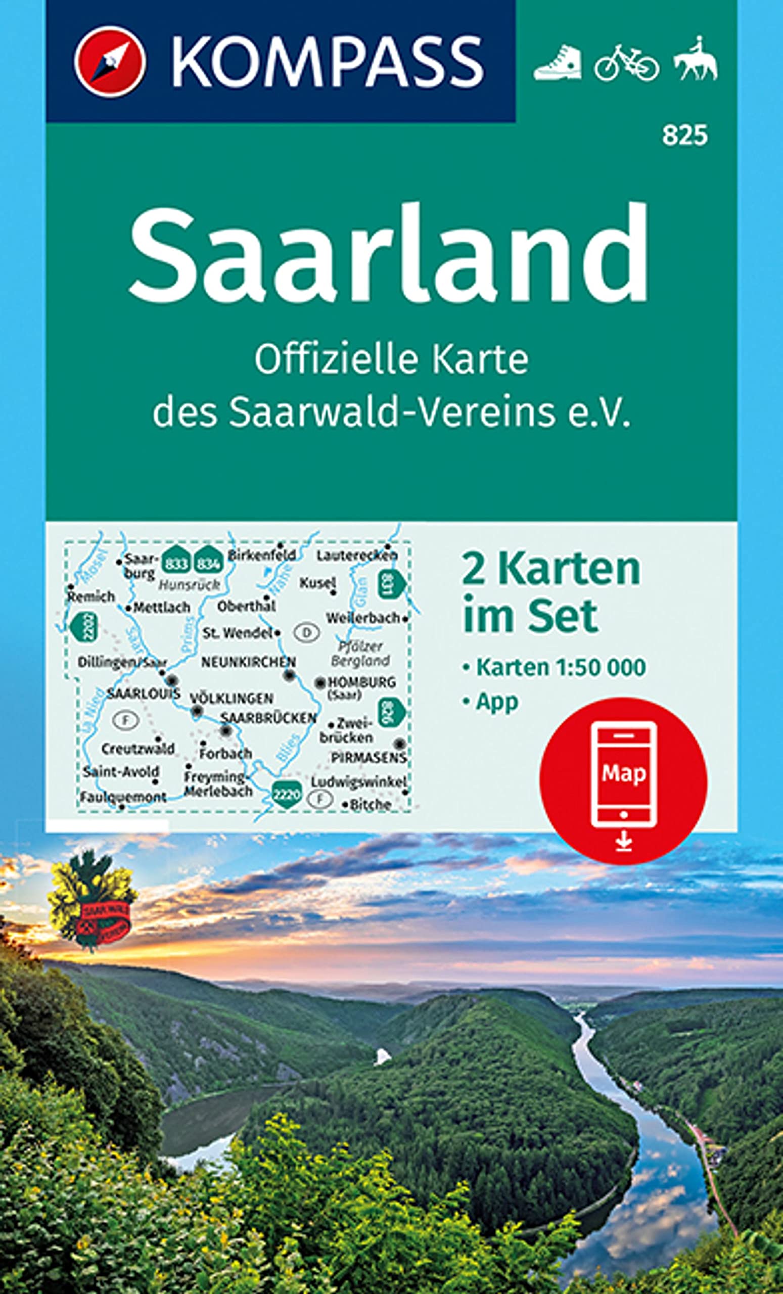 KOMPASS Wanderkarte Saarland, Offizielle Karte des Saarwald-Vereins e.V. 1:50 000 Leisure, Home & Garden