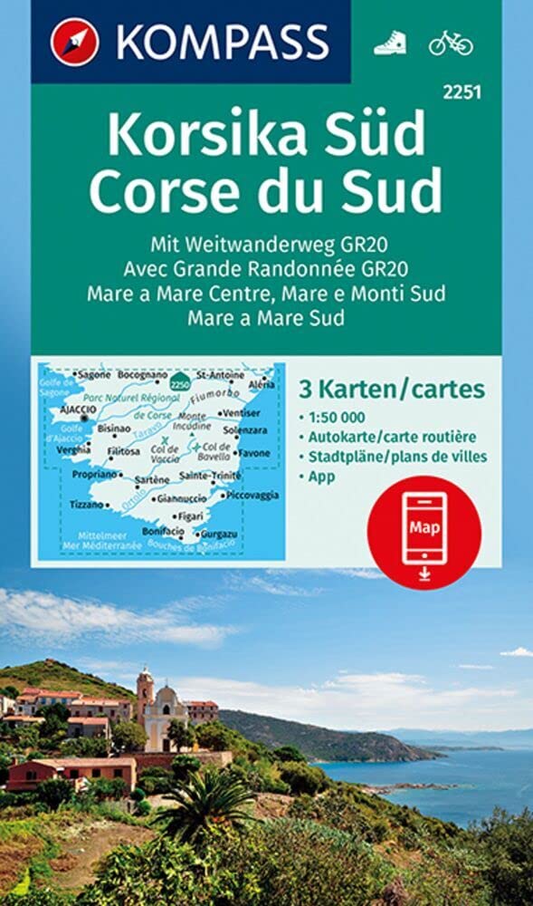 KOMPASS Wanderkarten-Set 2251 Korsika Süd, Corse du Sud, Weitwanderweg GR20 (3 Karten) 1:50.000: inklusive Karte zur offline Verwendung in der KOMPASS-App. Fahrradfahren. Leisure, Home & Garden