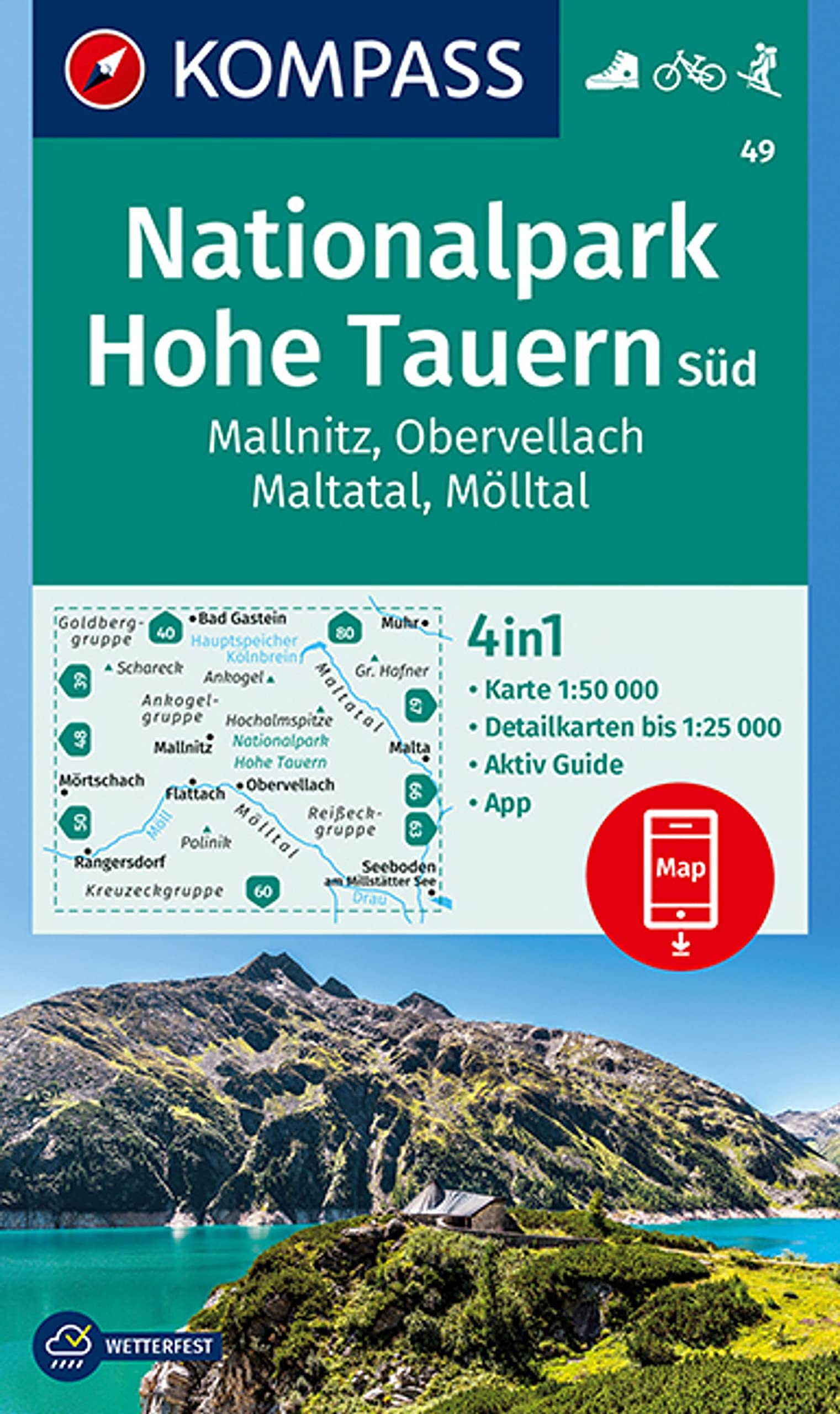 KOMPASS Wanderkarte 49 Nationalpark Hohe Tauern Süd, Mallnitz, Obervellach, Maltatal, Mölltal 1:50.000: 4in1 Wanderkarte mit Aktiv Guide und ... in der KOMPASS-App. Fahrradfahren. Skitouren. Leisure, Home & Garden