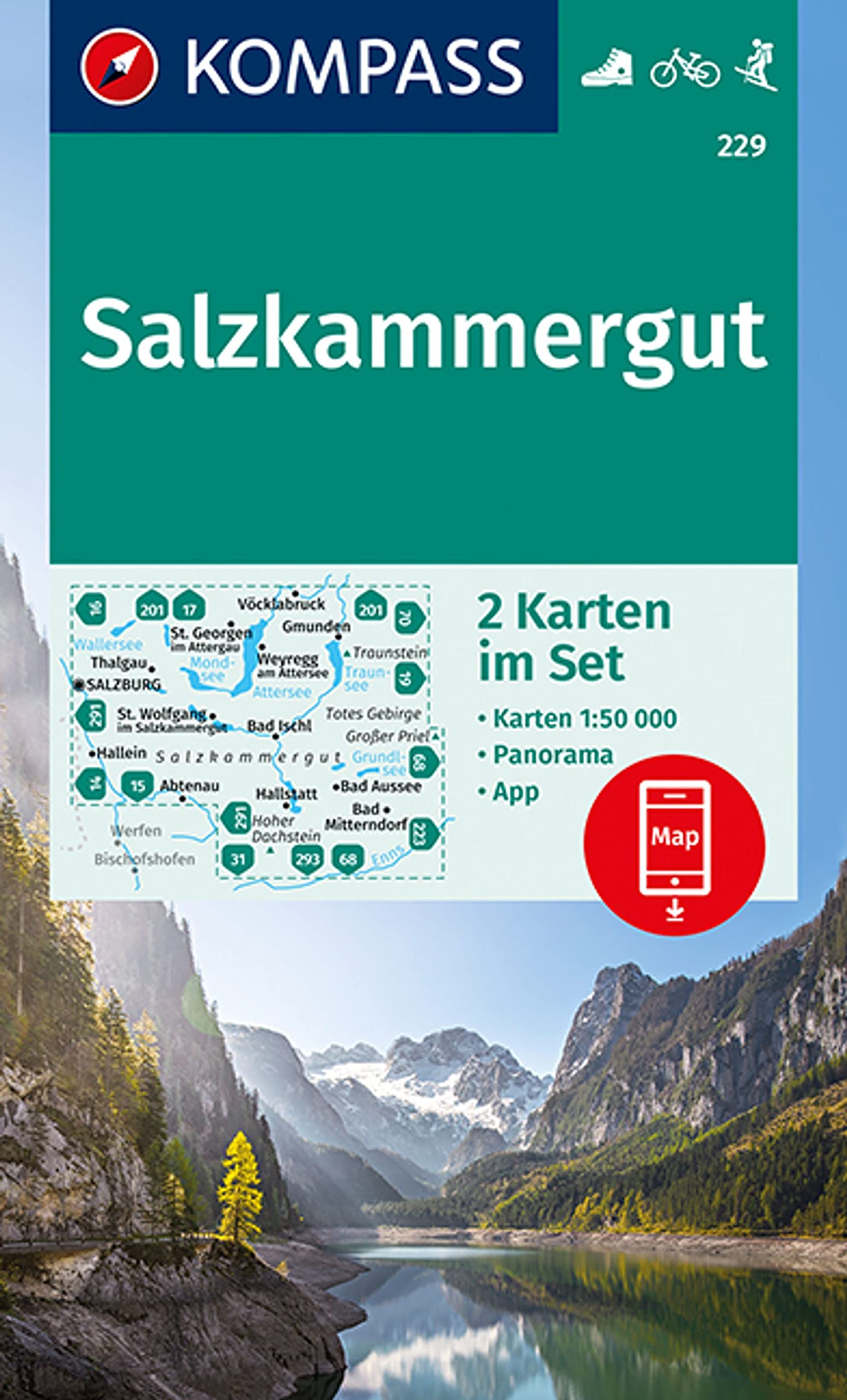 KOMPASS Wanderkarte 229 Salzkammergut Leisure, Home & Garden
