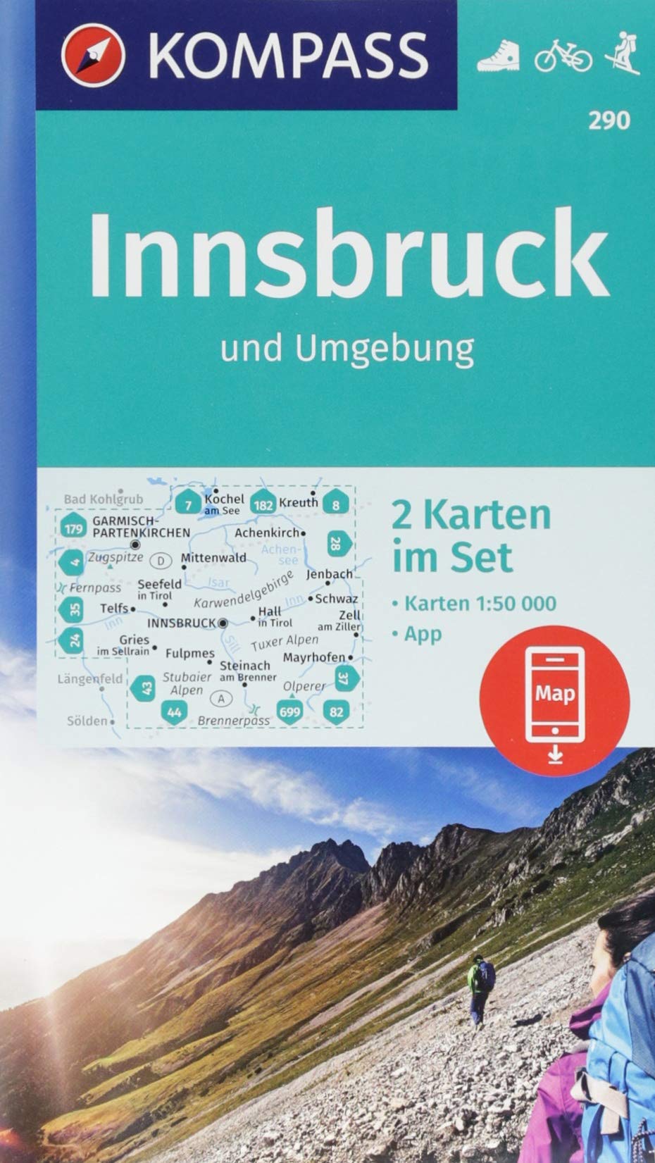 KOMPASS Wanderkarte Innsbruck und Umgebung: 2 Wanderkarten 1:50000 im Set inklusive Karte zur offline Verwendung in der KOMPASS-App. Fahrradfahren. Skitouren. (KOMPASS-Wanderkarten, Band 290) Leisure, Home & Garden