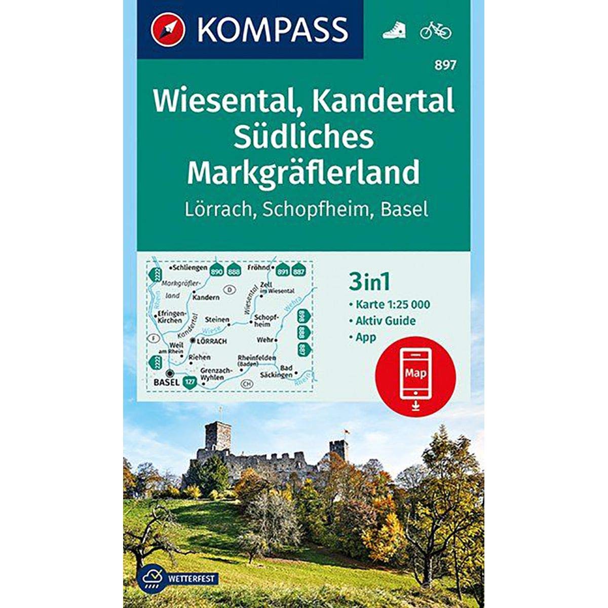 KOMPASS Wanderkarte Wiesental, Kandertal, Südliches Markgräflerland: 3in1 Wanderkarte 1:25000 mit Aktiv Guide inklusive Karte zur offline Verwendung ... (KOMPASS-Wanderkarten, Band 897) Leisure, Home & Garden