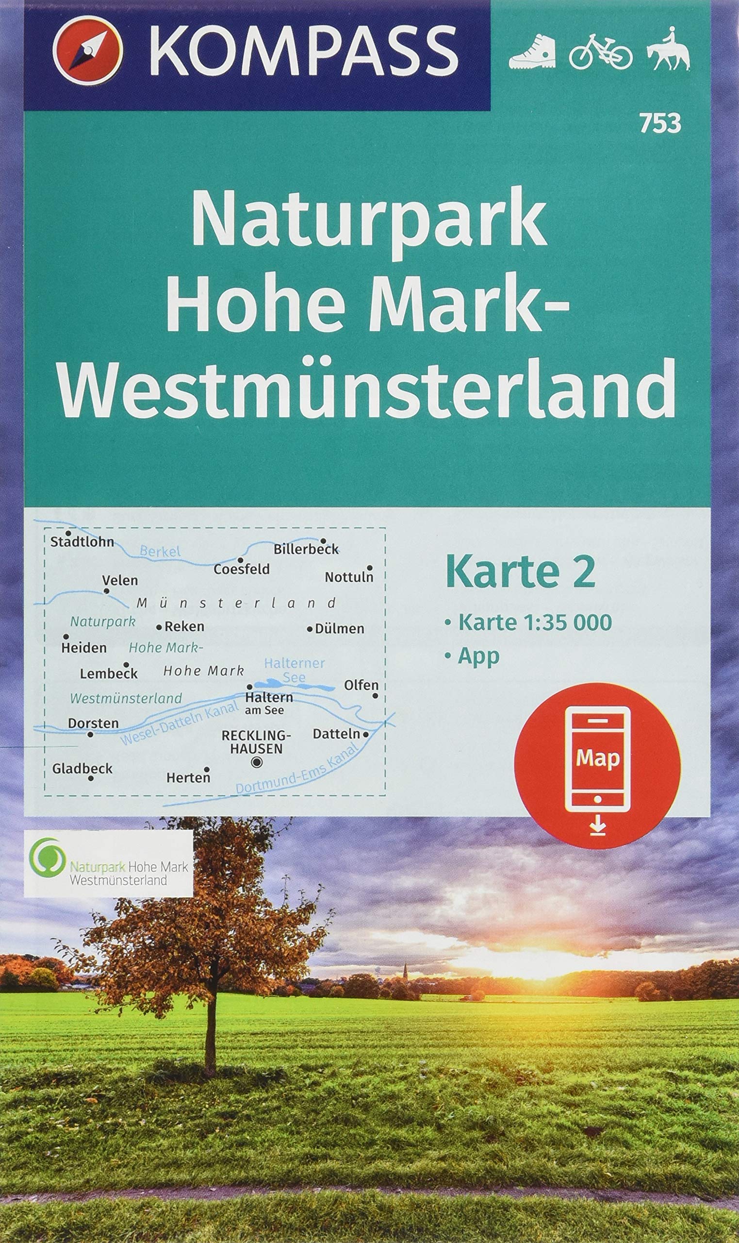 KOMPASS Wanderkarte Naturpark Hohe Mark-Westmünsterland: 2 Wanderkarten 1:35000 im Set inklusive Karte zur offline Verwendung in der KOMPASS-App. Fahrradfahren. Reiten. Leisure, Home & Garden