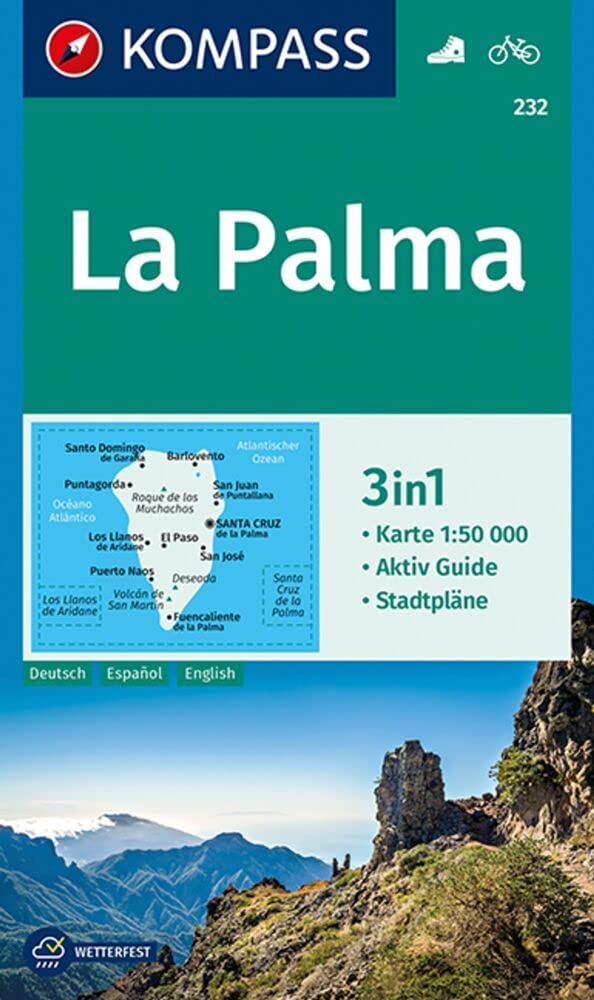 KOMPASS Wanderkarte 232 La Palma 1:50.000: 3in1 Wanderkarte mit Aktiv Guide und Stadtplänen. Fahrradfahren Leisure, Home & Garden