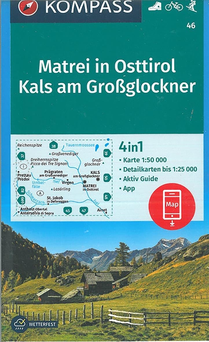 KOMPASS Wanderkarte Matrei in Osttirol, Kals am Großglockner: 4in1 Wanderkarte 1:50000 mit Aktiv Guide und Detailkarten inklusive Karte zur offline ... Skitouren. (KOMPASS-Wanderkarten, Band 46) Leisure, Home & Garden
