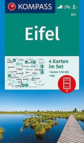 KOMPASS Wanderkarte Eifel: 4 Wanderkarten 1:50000 im Set inklusive Karte zur offline Verwendung in der KOMPASS-App. Fahrradfahren. Langlaufen. (KOMPASS-Wanderkarten, Band 833) Leisure, Home & Garden
