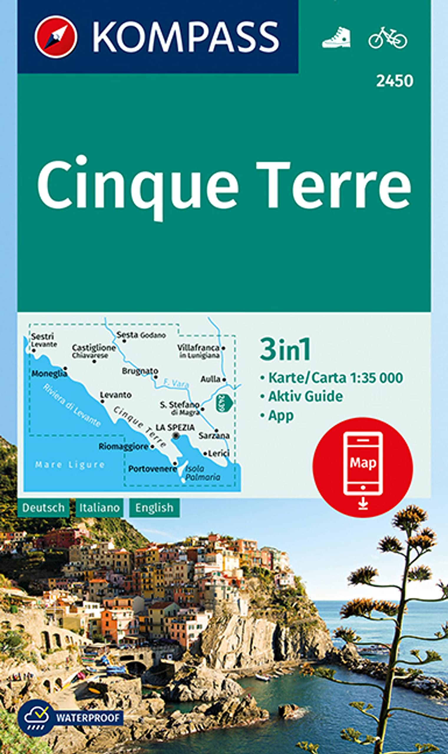 KOMPASS Wanderkarte 2450 Cinque Terre 1:35.000 Leisure, Home & Garden