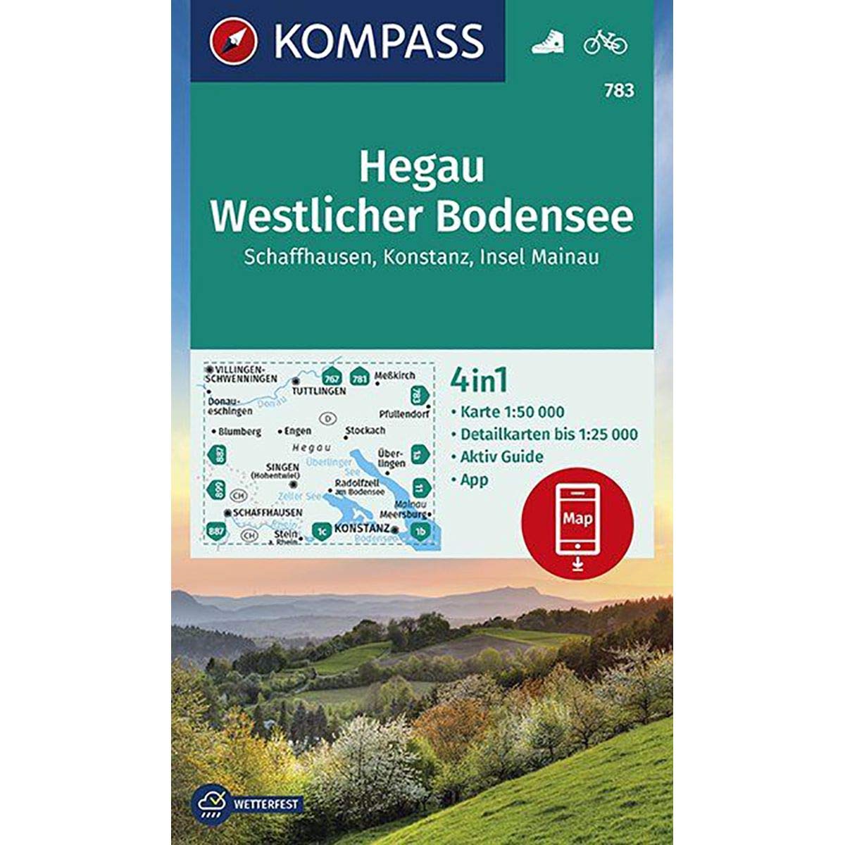 KOMPASS Wanderkarte Hegau Westlicher Bodensee, Schaffhausen, Konstanz, Insel Mainau: 4in1 Wanderkarte 1:50000 mit Aktiv Guide und Detailkarten ... (KOMPASS-Wanderkarten, Band 783) Contemporary literature Books