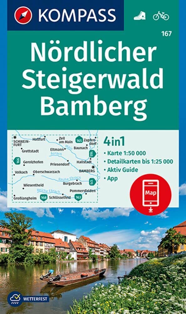 KOMPASS Wanderkarte 167 Nördlicher Steigerwald, Bamberg 1:50.000 book