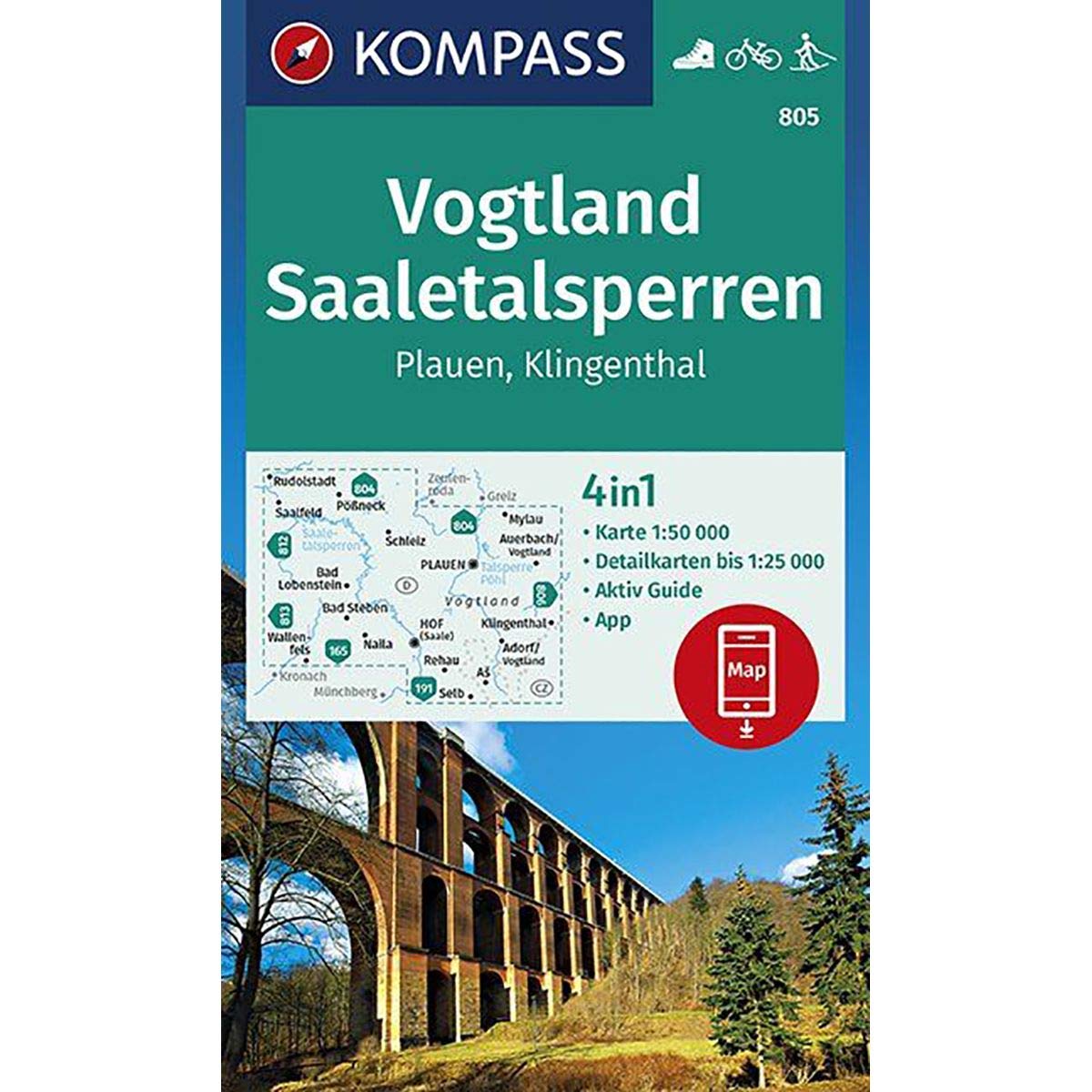 Vogtland, Saaletalsperren, Plauen, Klingenthal 1:50 000 book