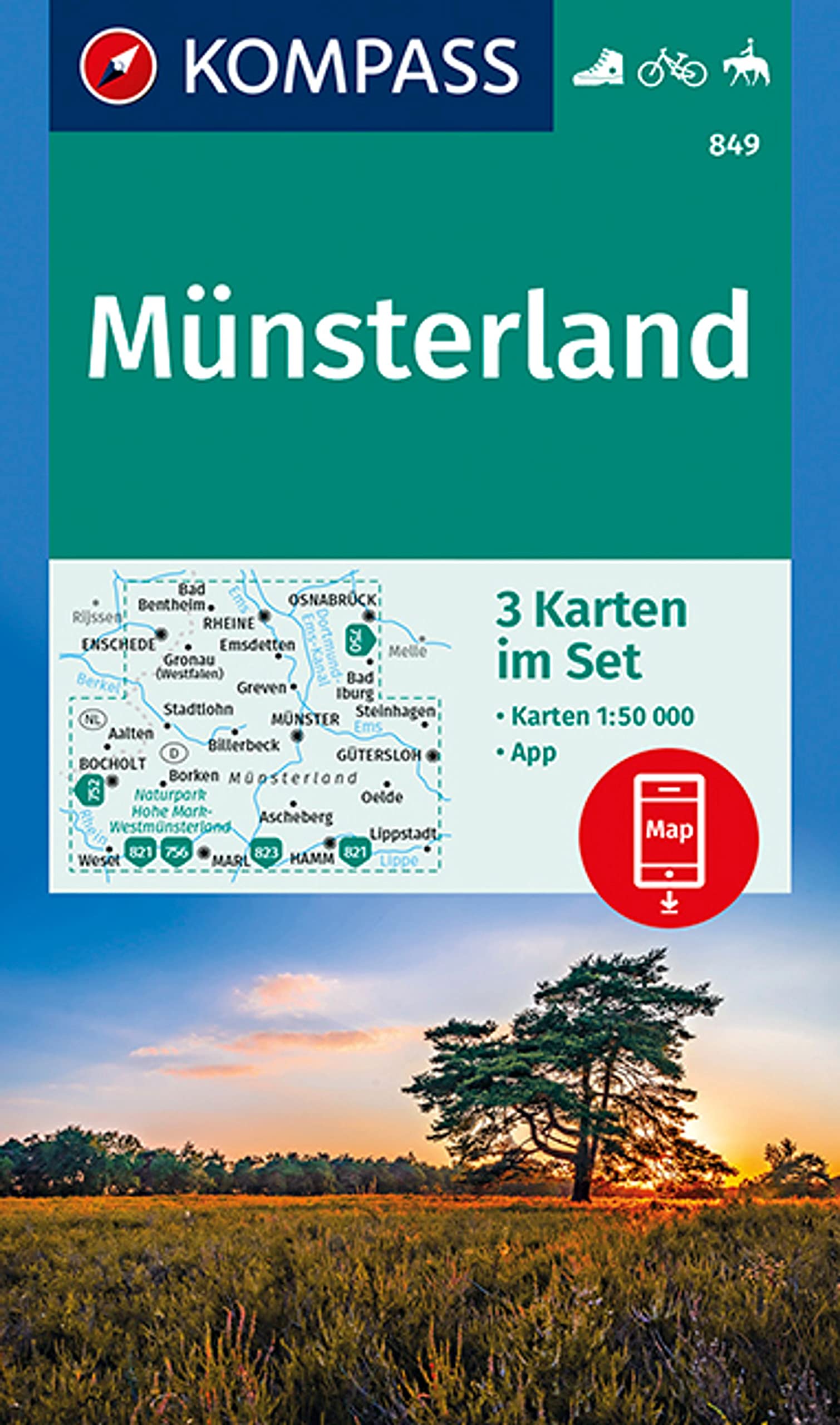 KOMPASS Wanderkarte 849 Münsterland Contemporary literature