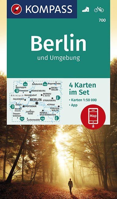 KOMPASS Wanderkarte Berlin und Umgebung: 4 Wanderkarten 1:50000 im Set inklusive Karte zur offline Verwendung in der KOMPASS-App. Fahrradfahren. (KOMPASS-Wanderkarten, Band 700) Leisure, Home & Garden