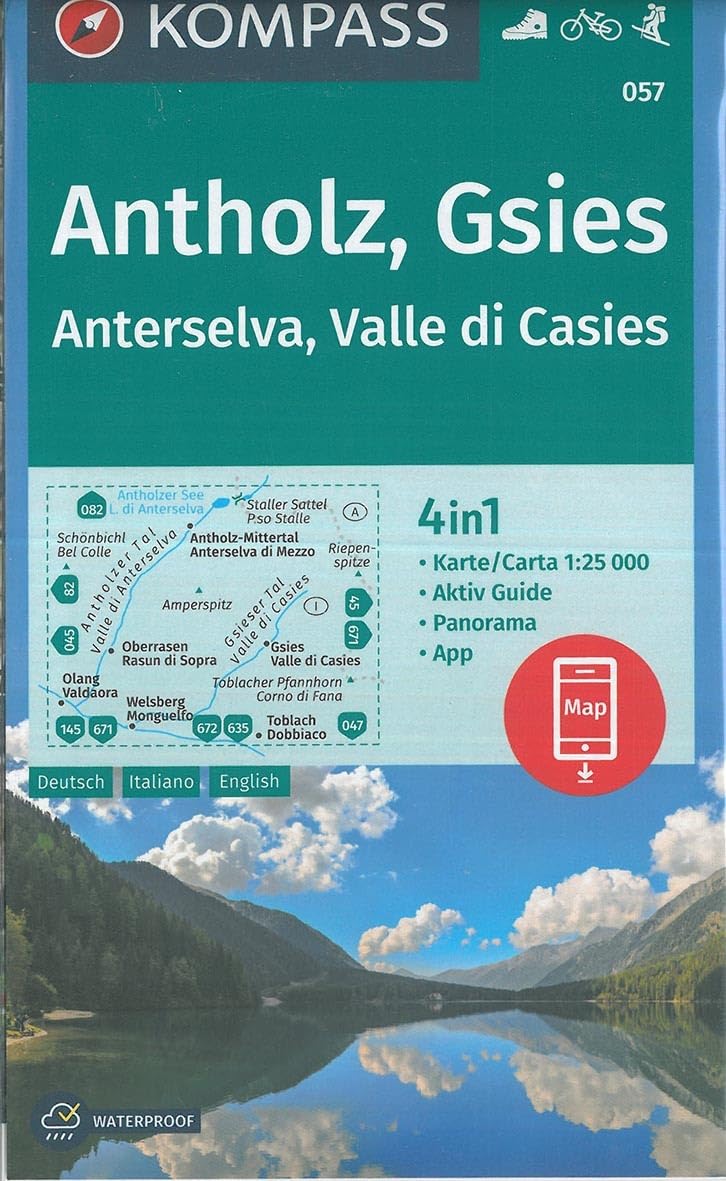 KOMPASS Wanderkarte 057 Antholz, Gsies, Anterselva, Valle di Casies 1:25.000: 4in1 Wanderkarte, mit Aktiv Guide und Panorama inklusive Karte zur ... in der KOMPASS-App. Fahrradfahren. Skitouren. Contemporary literature Books