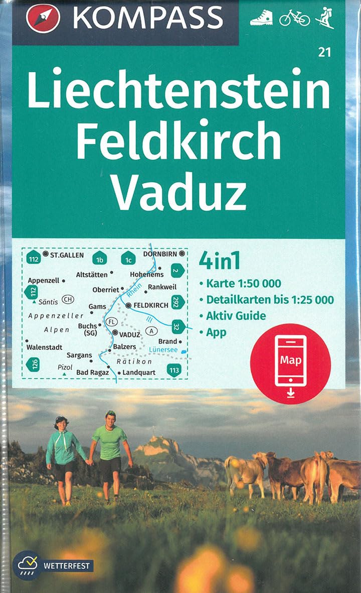 KOMPASS Wanderkarte 21 Liechstenstein, Feldkirch, Vaduz Leisure, Home & Garden