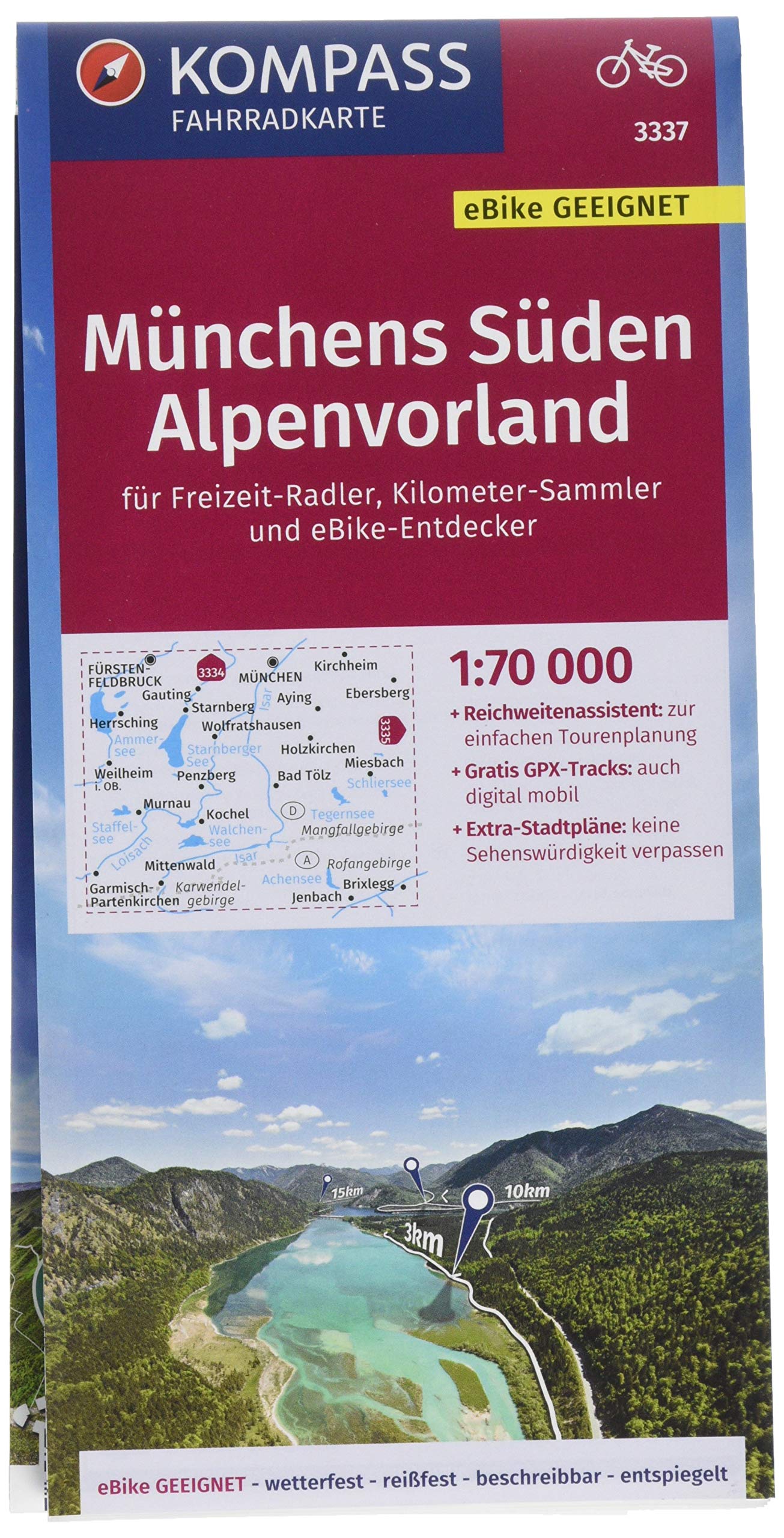 KOMPASS Fahrradkarte Münchens Süden, Alpenvorland 1:70.000, FK 3337 Leisure, Home & Garden