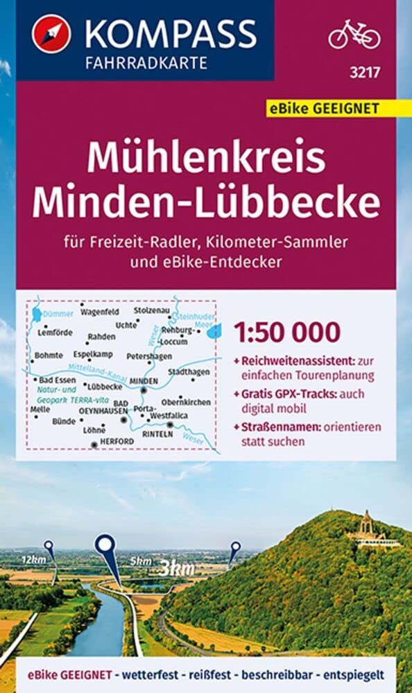 KOMPASS Fahrradkarte 3217 Mühlenkreis Minden-Lübbecke 1:50.000: reiß- und wetterfest Leisure, Home & Garden