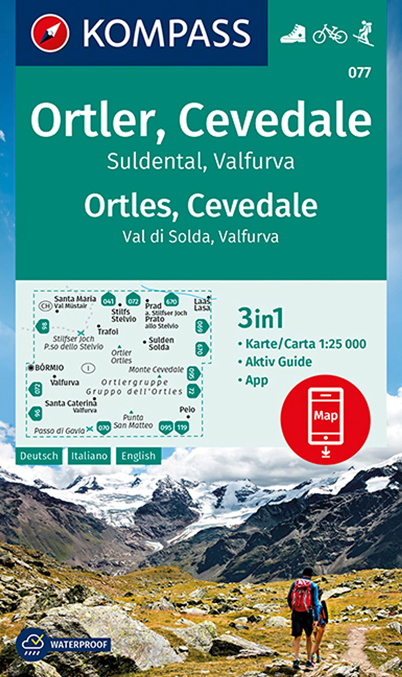 KOMPASS Wanderkarte 077 Ortler, Cevedale, Suldental, Valfurva Leisure, Home & Garden