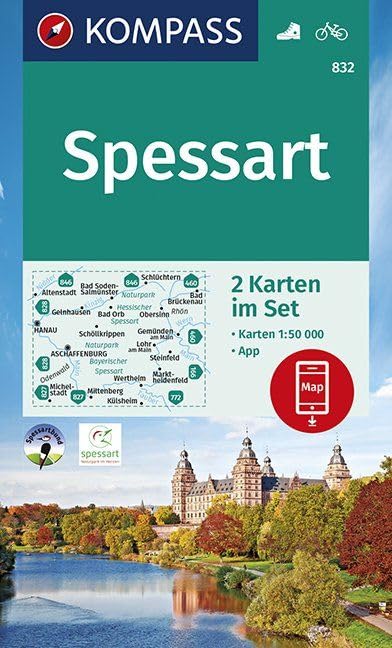 KOMPASS Wanderkarte Spessart: 2 Wanderkarten 1:50000 im Set inklusive Karte zur offline Verwendung in der KOMPASS-App. Fahrradfahren. (KOMPASS-Wanderkarten, Band 832) Leisure, Home & Garden