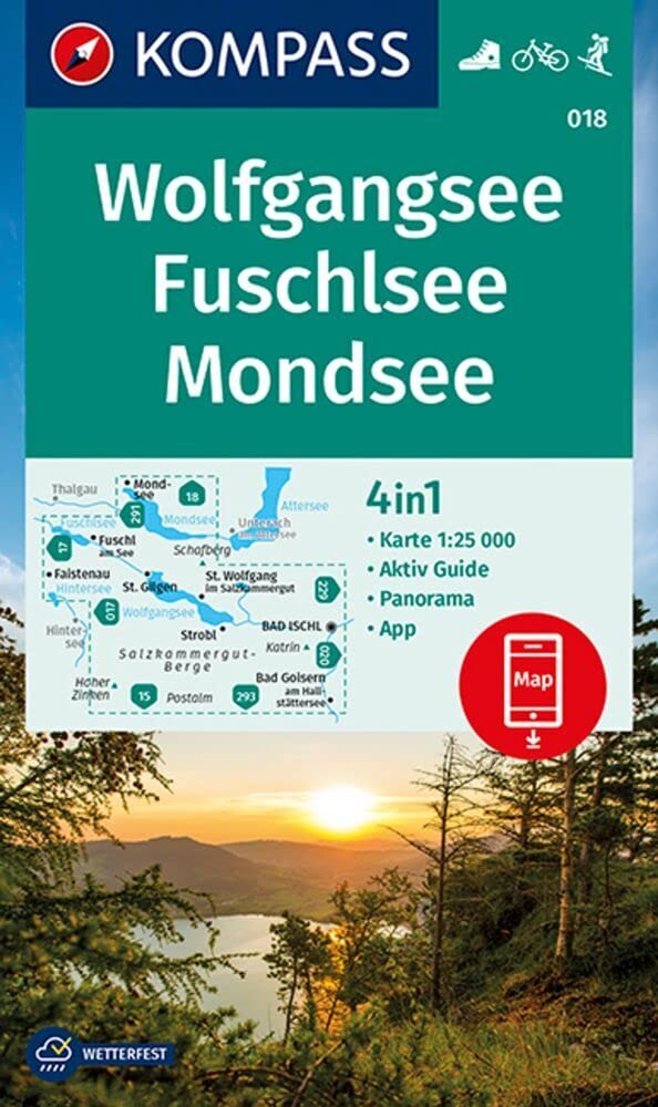 KOMPASS Wanderkarte 018 Wolfgangsee, Fuschlsee, Mondsee 1:25.000 book