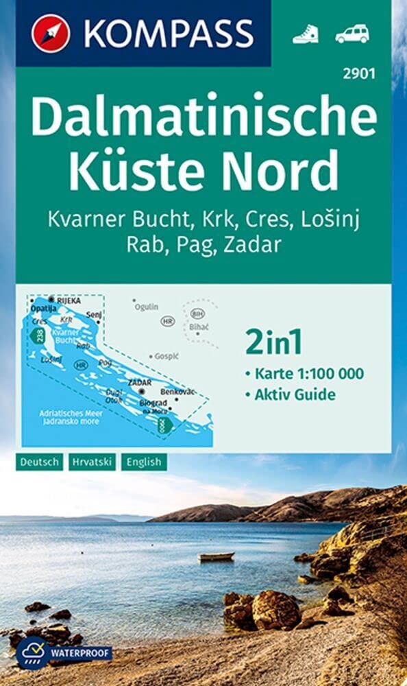 KOMPASS Wanderkarte 2901 Dalmatinische Küste Nord 1:100.000 book