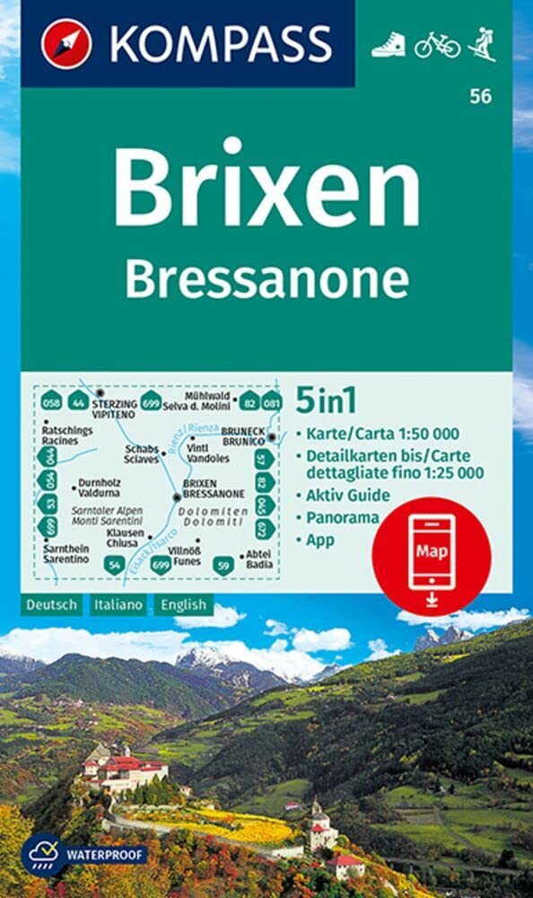 KOMPASS Wanderkarte 56 Crixen, Bressanone 1:50.000 book