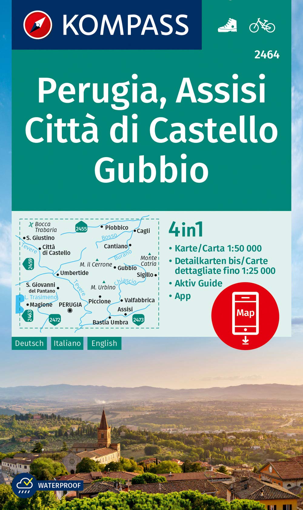 KOMPASS Wanderkarte 2464 Perugia, Assisi, Città di Castello, Gubbio 1:50.000 Leisure, Home & Garden