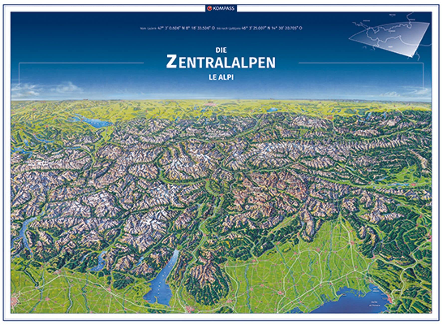 KOMPASS Panorama-Poster Die Zentralalpen, Le Alpi Leisure, Home & Garden
