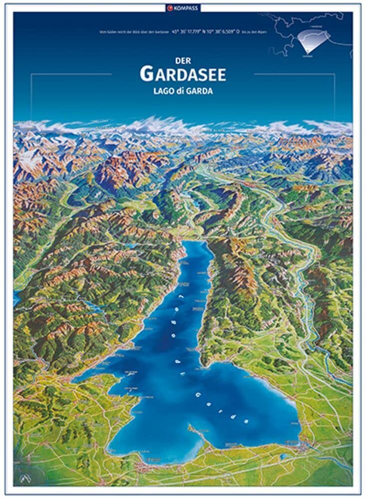 KOMPASS Panorama-Poster Der Gardasee, Lago di Garda Leisure, Home & Garden
