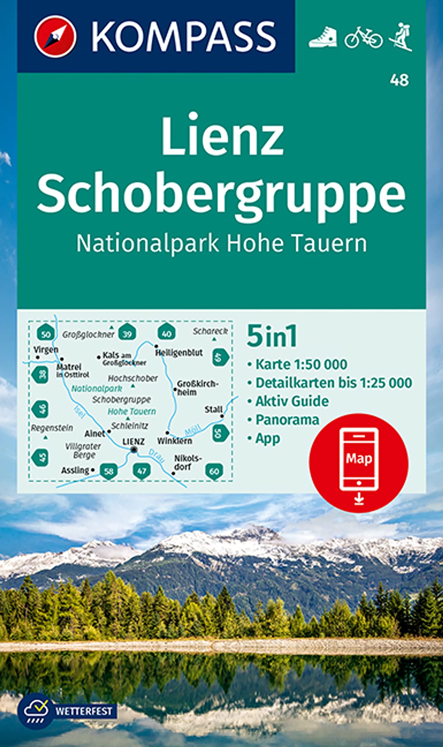 KOMPASS Wanderkarte 48 Lienz, Schobergruppe, Nationalpark Hohe Tauern 1:50.000 book