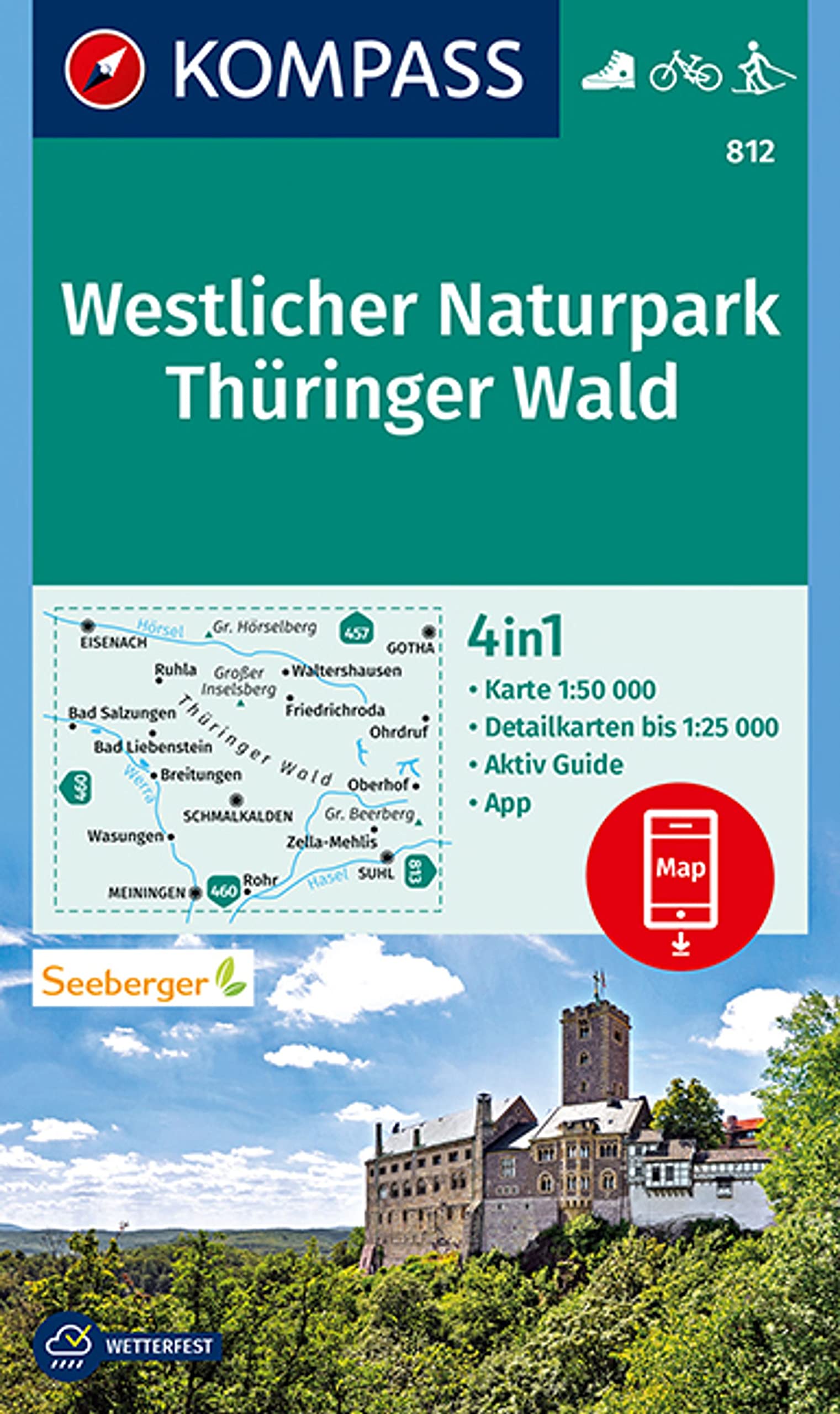 KOMPASS Wanderkarte 812 Westlicher Naturpark Thüringer Wald Leisure, Home & Garden