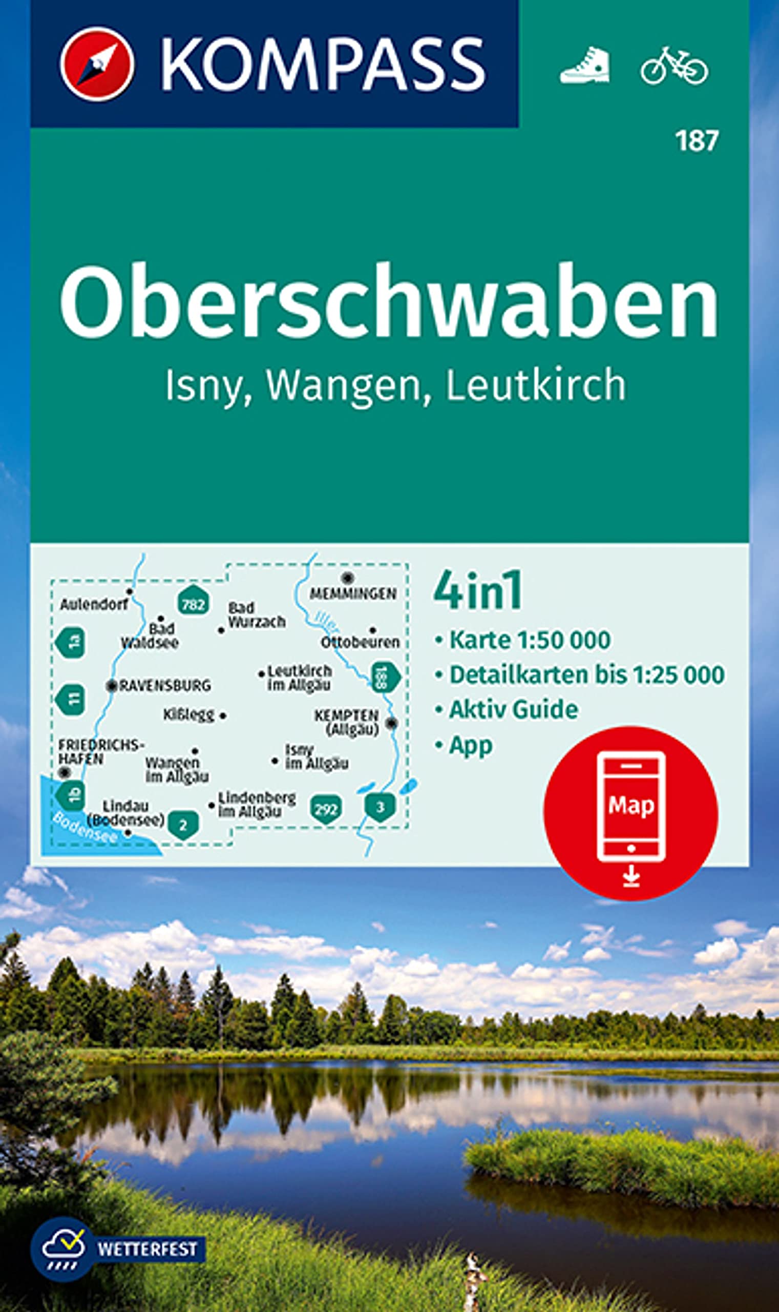 KOMPASS Wanderkarte 187 Oberschwaben, Isny, Wangen, Leutkirch 1:50.000 Leisure, Home & Garden