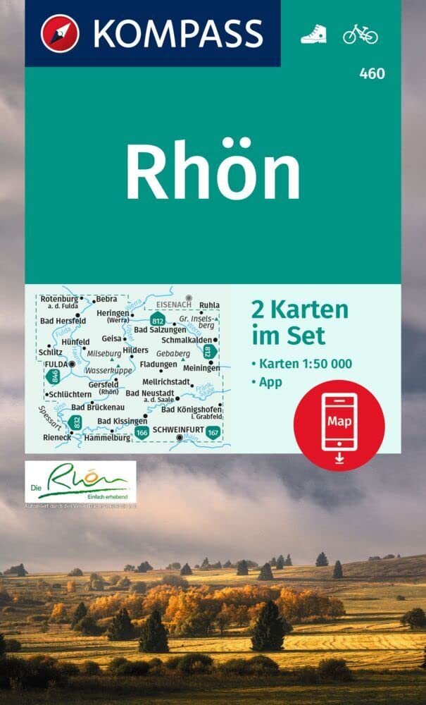 KOMPASS Wanderkarten-Set 460 Rhön, Fulda (2 Karten) 1:50.000 Leisure, Home & Garden