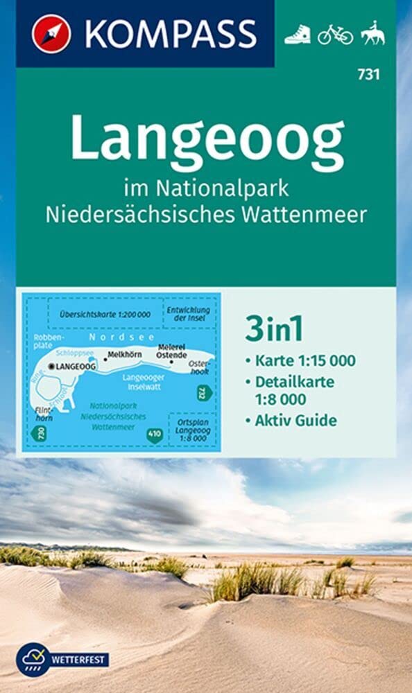 KOMPASS Wanderkarte 731 Langeoog im Nationalpark Niedersächsisches Wattenmeer 1:15.000 book