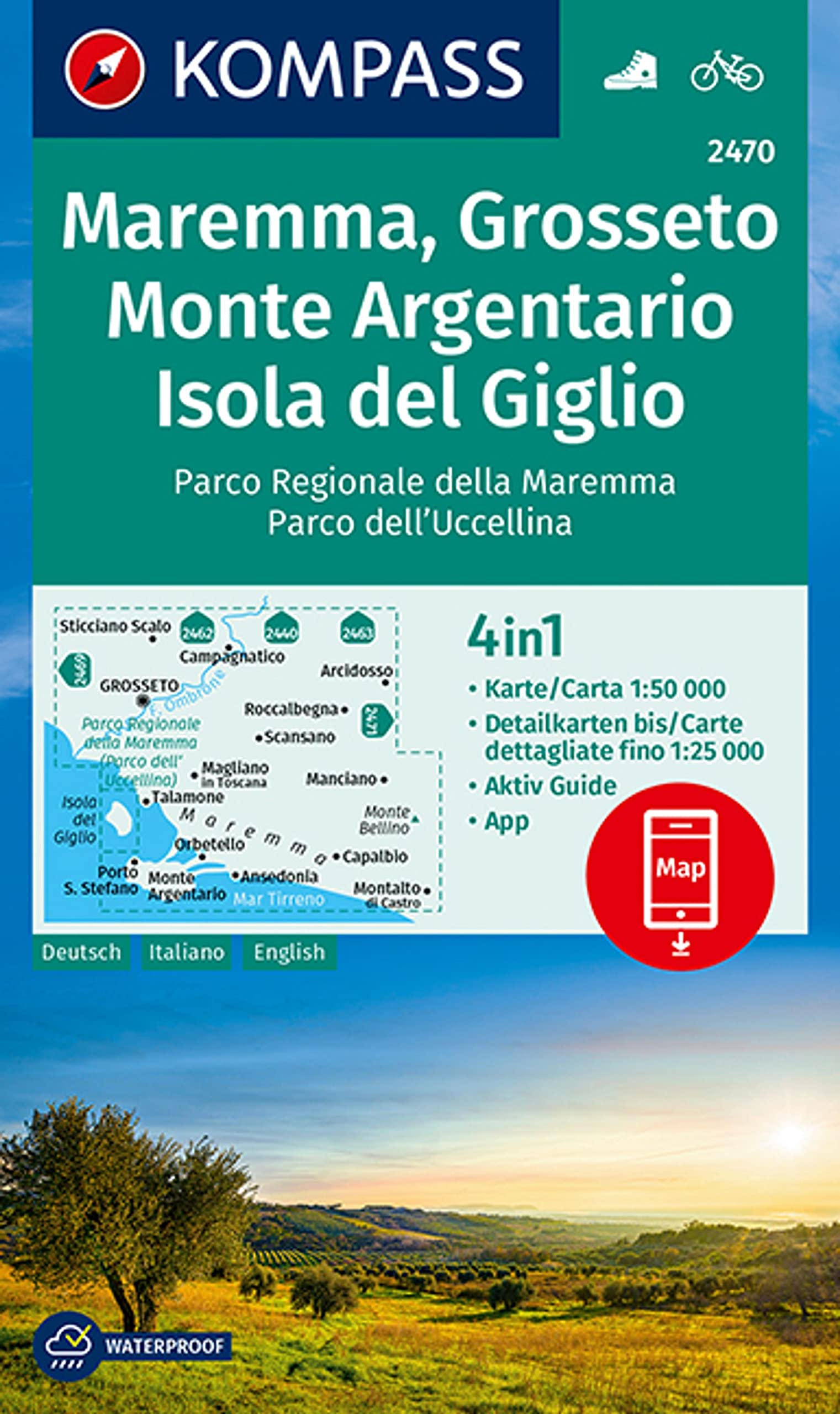 KOMPASS Wanderkarte 2470 Maremma, Grosseto, Monte Argentario, Isola del Giglio 1:50.000: 4in1 Wanderkarte mit Aktiv Guide und Detailkarten inklusive ... Verwendung in der KOMPASS-App. Fahrradfahren. Leisure, Home & Garden