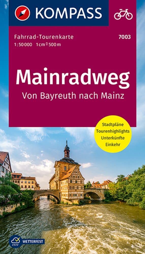 KOMPASS Fahrrad-Tourenkarte Mainradweg, von Bayreuth nach Mainz 1:50.000: Leporello Karte, reiß- und wetterfest Leisure, Home & Garden