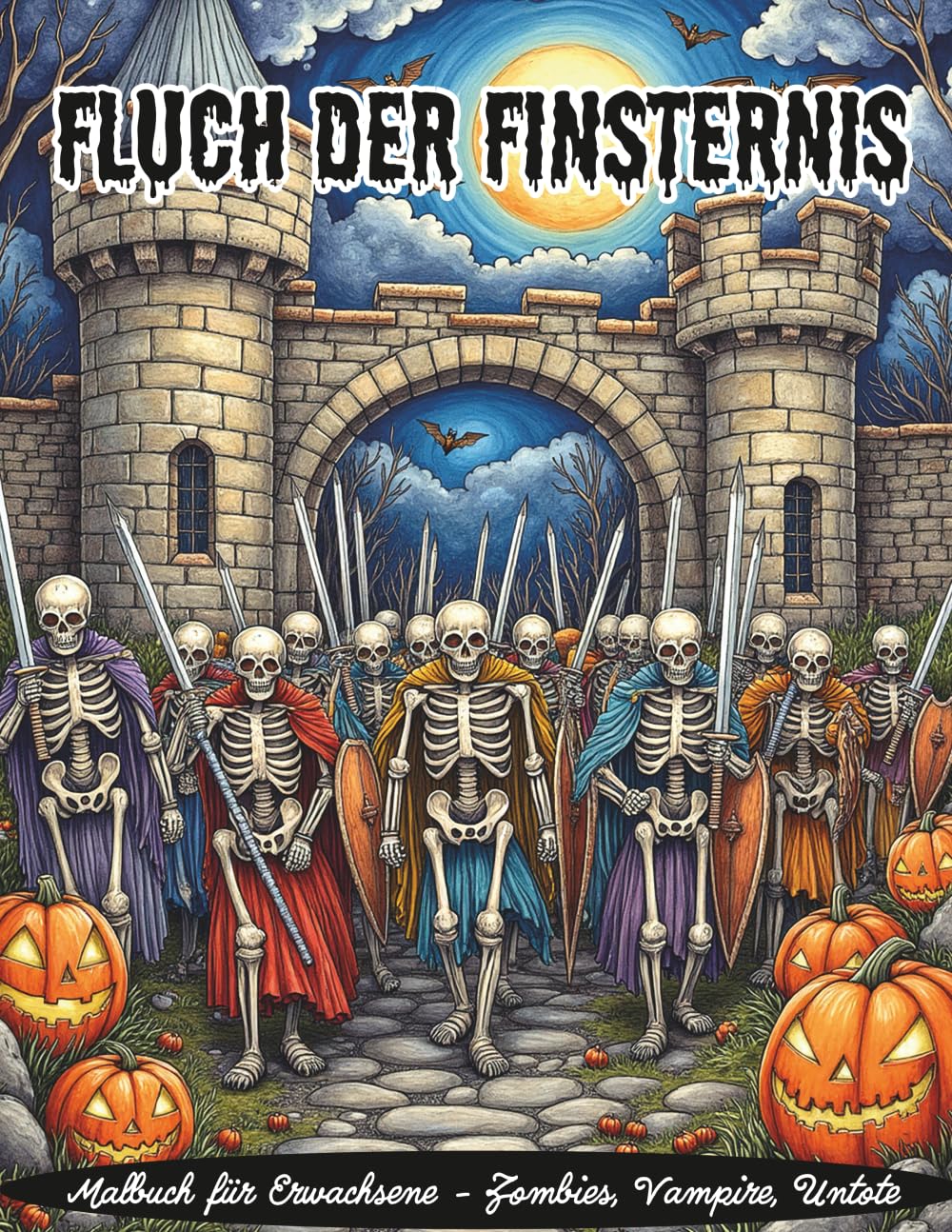Fluch der Finsternis - Malbuch für Erwachsene - Halloween, Vampire, Untote, Zombies Horror & Mystery