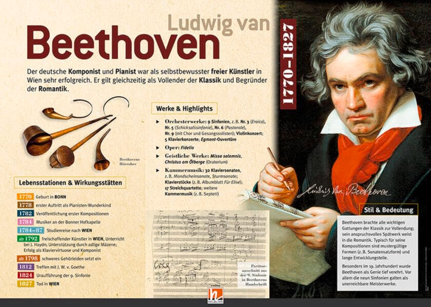 Poster Sekundarstufe: Ludwig van Beethoven (Instrumenten-Poster: Instrumentenkunde im Großformat) Arts & Music