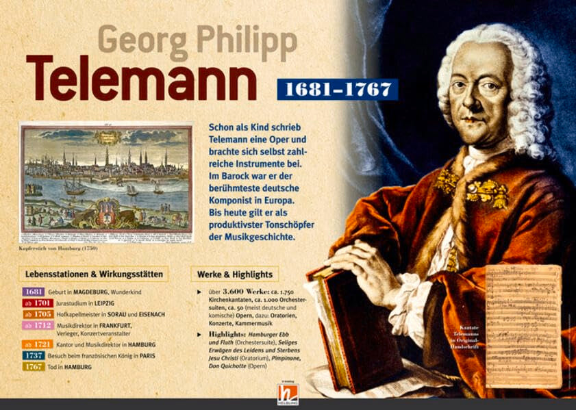 Poster Sekundarstufe: Georg Philipp Telemann (Instrumenten-Poster: Instrumentenkunde im Großformat) Arts & Music