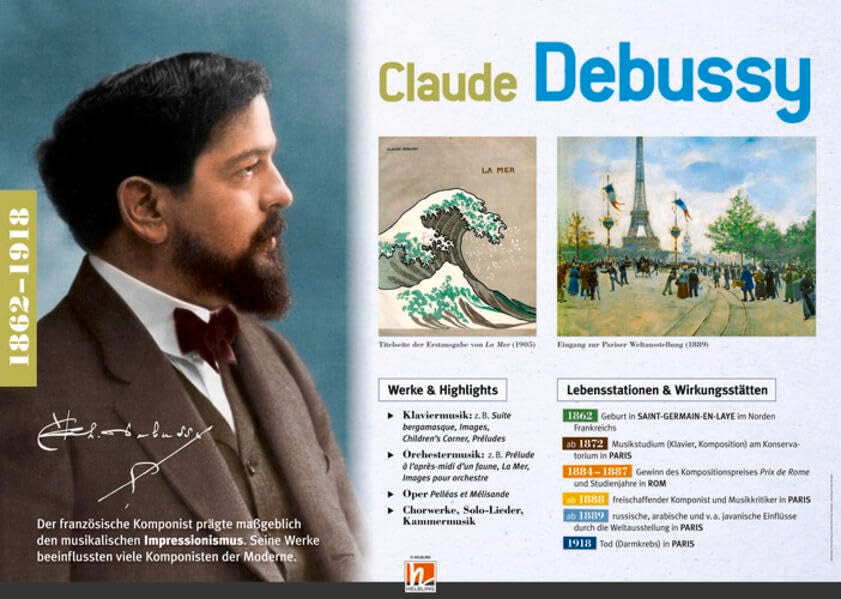 Poster Sekundarstufe: Claude Debussy (Instrumenten-Poster: Instrumentenkunde im Großformat) Arts & Music
